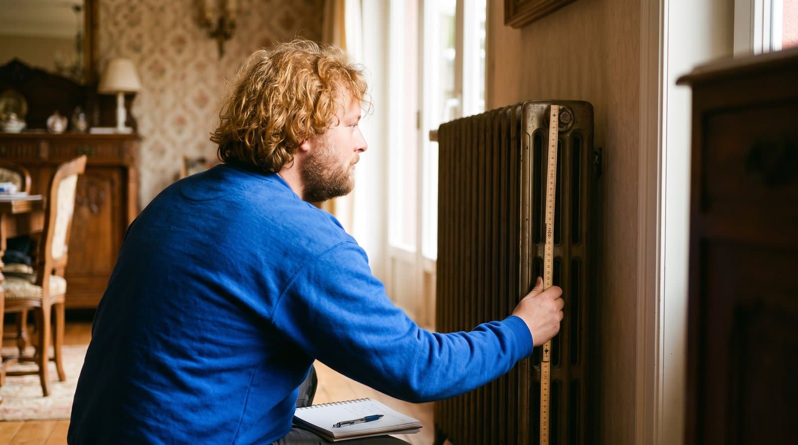 Onze technicus meet de bestaande radiatoren op voor de rekensom